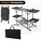 Black Foldable Portable Outdoor Cook Station with X-Shaped Frame and Aluminum Tabletop
